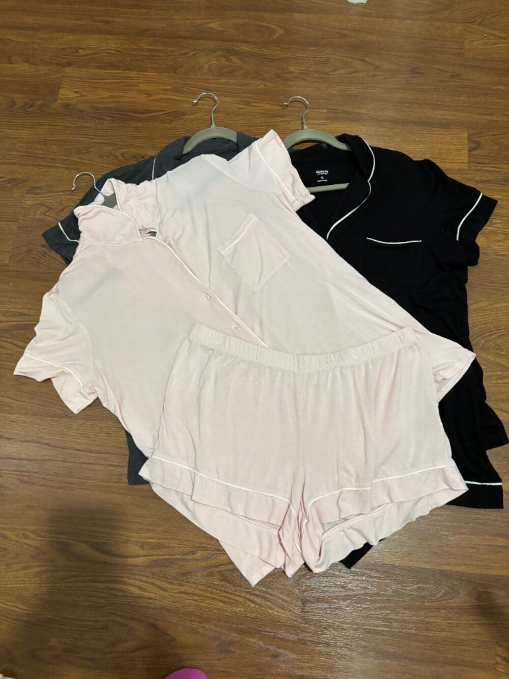 Alfani Women's Pajama Short Set Bundle XL Soft Knit Sleepwear Pink Gray Black
